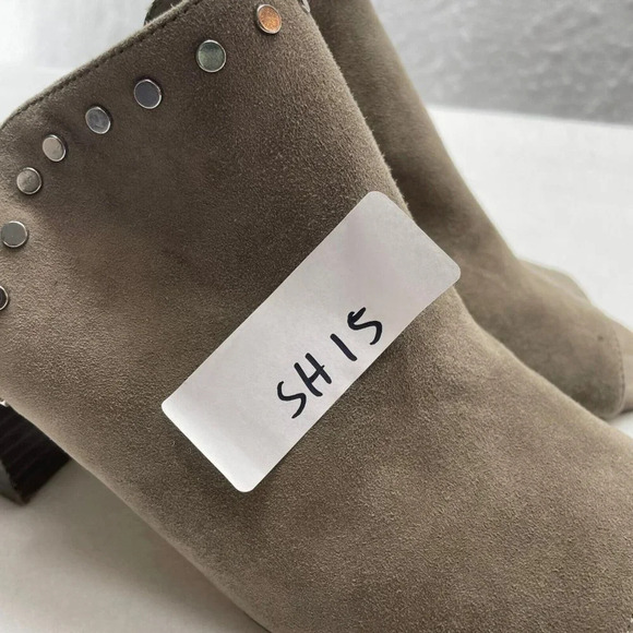 Marc Fisher Block Heel Women's Sz 8M Taupe Dalilah Studded Slip On Mule Open Toe - Picture 10 of 10